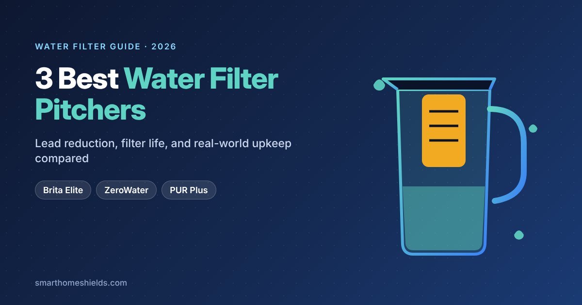 Water filter pitcher pouring clean water into a glass