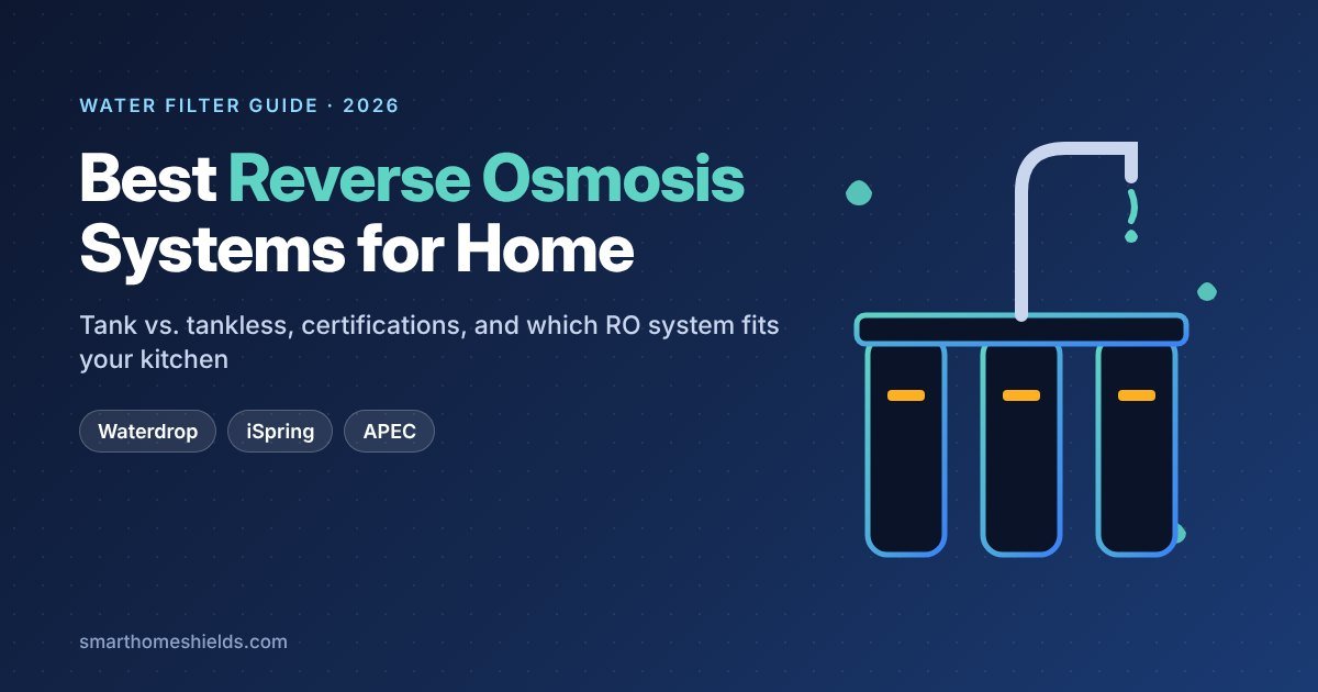 Under-sink reverse osmosis water filter system with three filter cartridges and a kitchen faucet